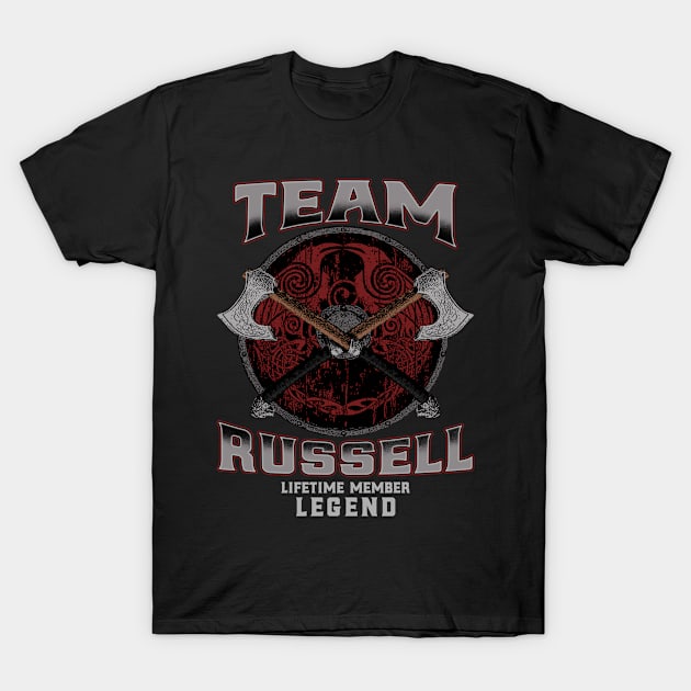 Russell Name - Lifetime Member Legend - Viking T-Shirt by Stacy Peters Art